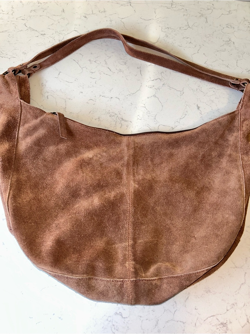 Free People Suede Roma Tote in Rust With Bonus Scarf and Cherry Bag Charm - Picture 8 of 16